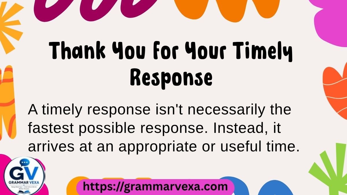 Thank You for Your Timely Response